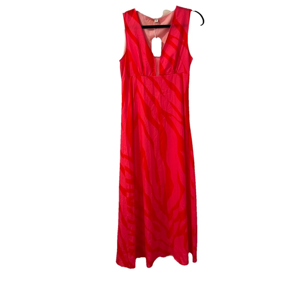 NEW made with love Pink And Red Maxi Dress With Design‎ Size M Beach Nautical